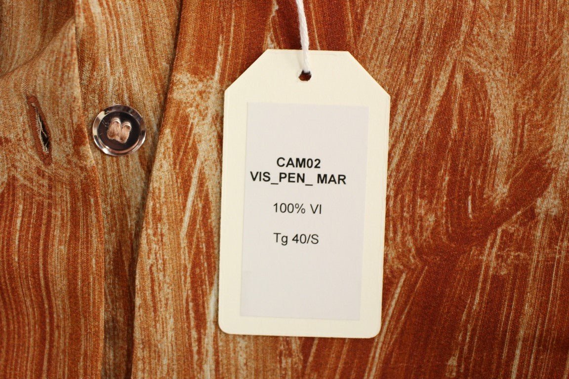 Licia Florio Orange Long Sleeve Button Front Blouse Shirt - Fizigo