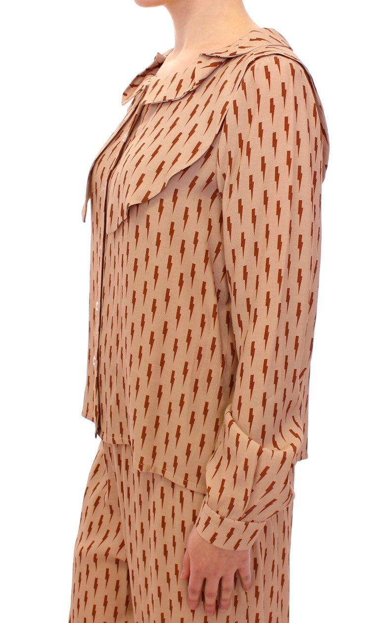 Licia Florio Pink Long Sleeve Button Front Blouse Shirt - Fizigo