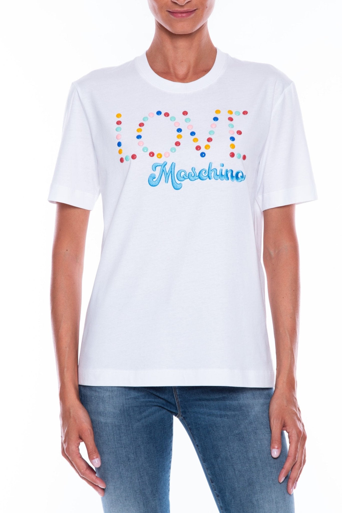 Love Moschino White Cotton Tops & T-Shirt - Fizigo