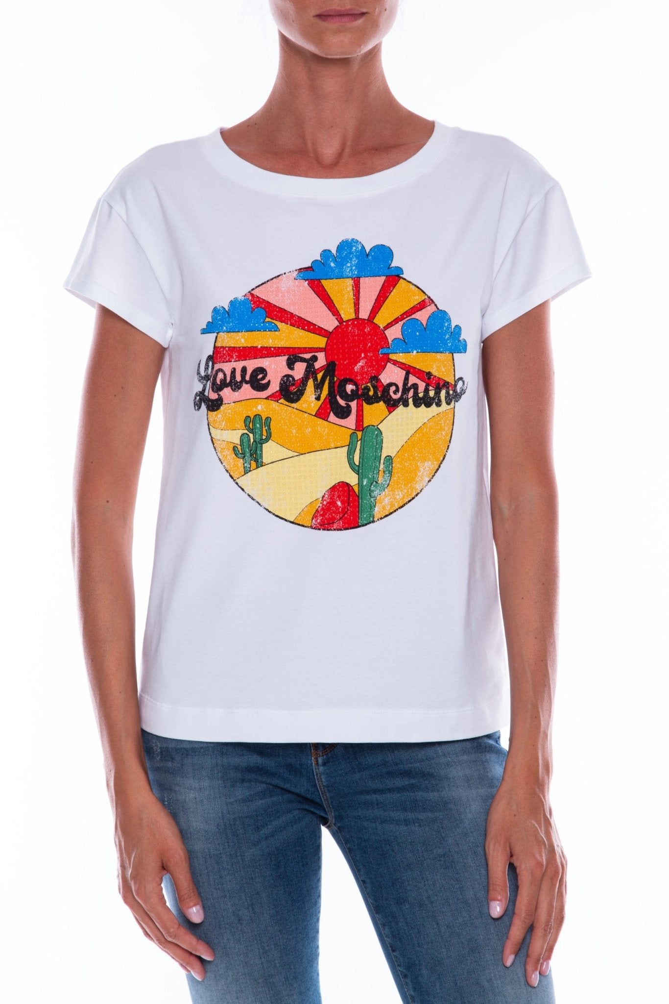 Love Moschino White Cotton Tops & T-Shirt - Fizigo