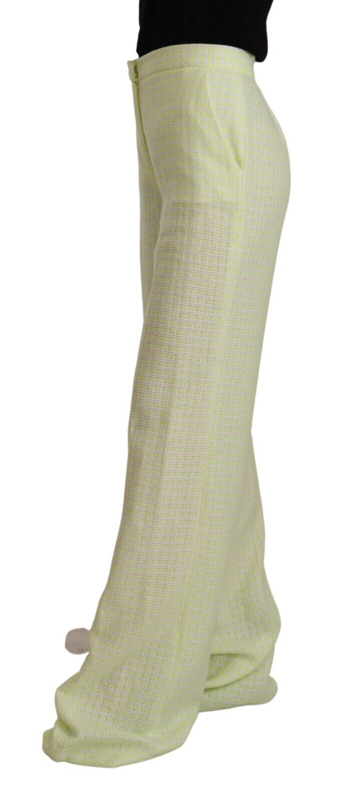 MSGM Yellow Green Cotton High Waist Straight Long Pants - Fizigo