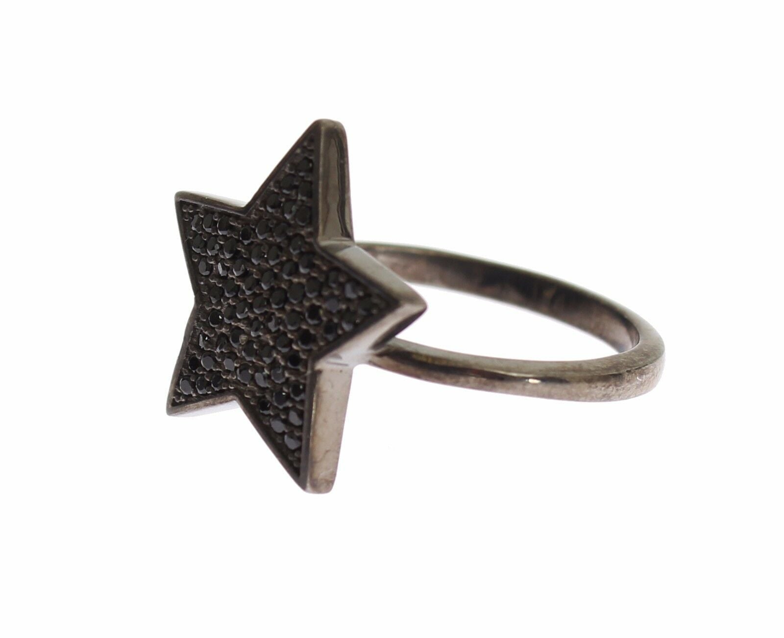 Nialaya Black CZ Star 925 Silver Womens Ring - Fizigo