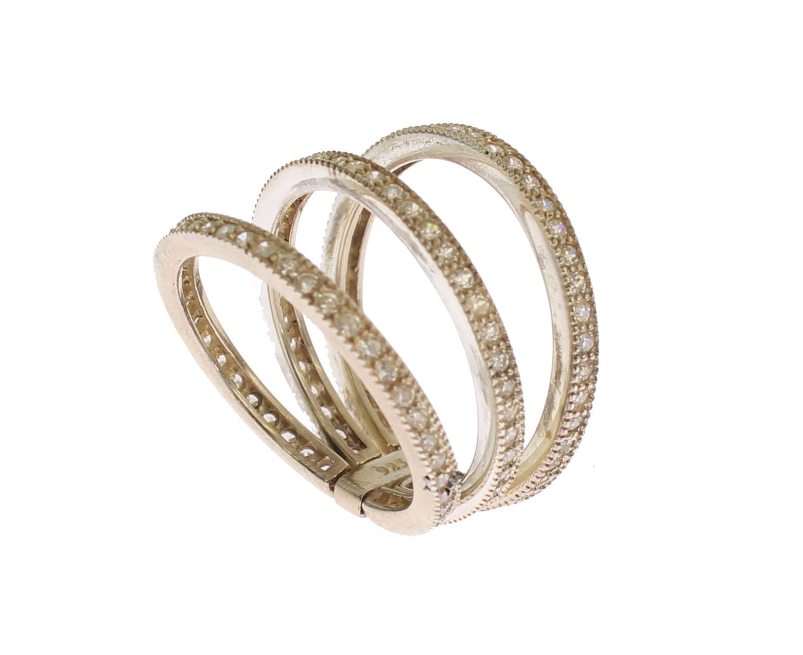 Nialaya Silver Womens Clear CZ 925 Sterling Ring - Fizigo