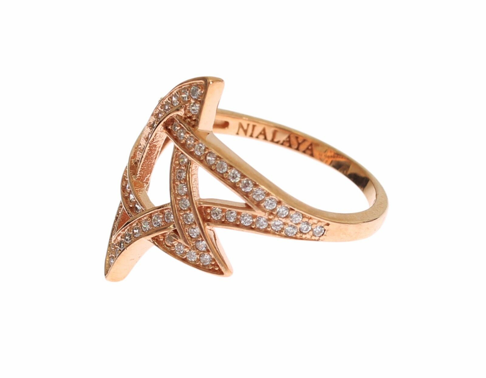 Nialaya Womens Clear CZ Gold 925 Silver Ring - Fizigo