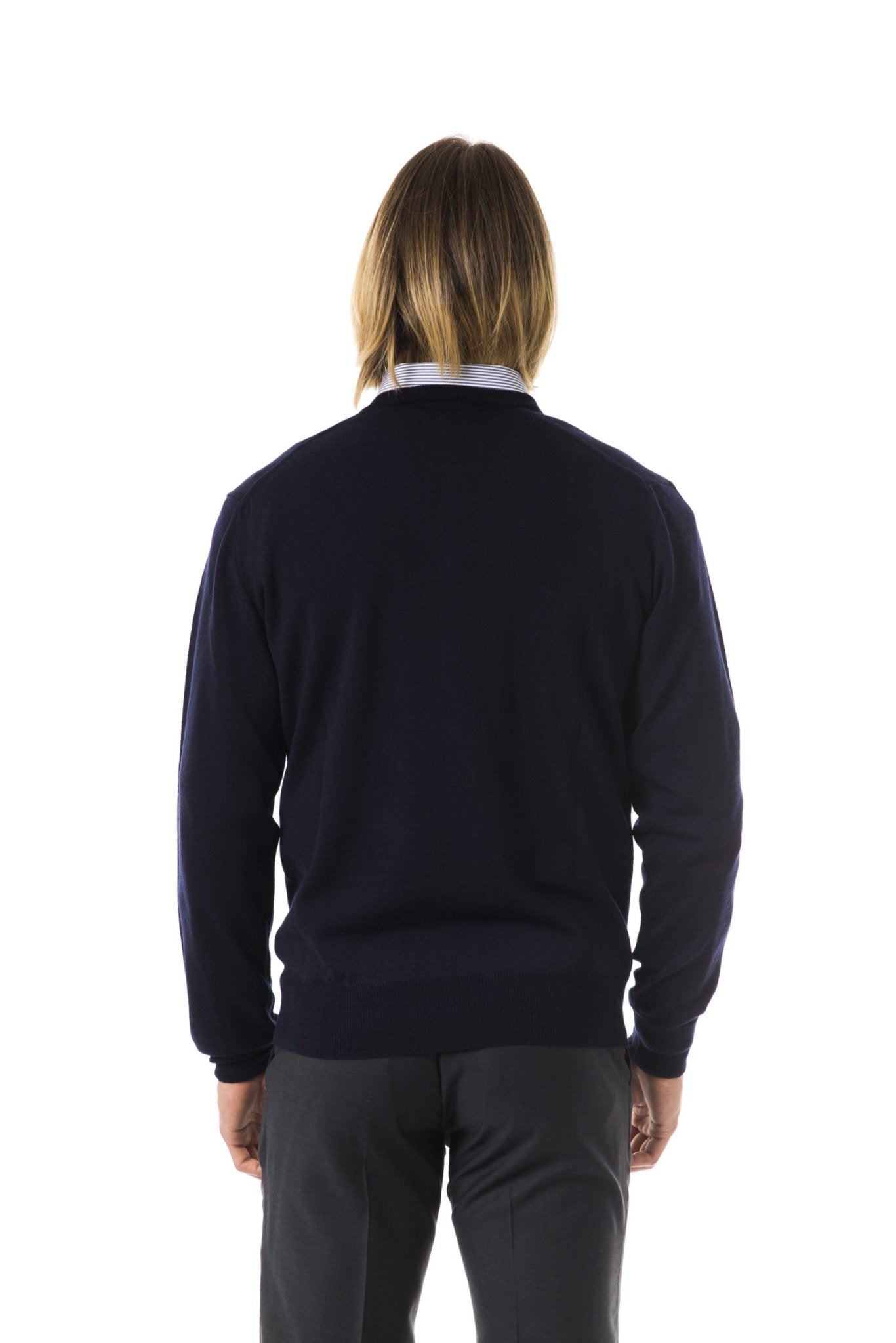 Uominitaliani Blue Merino Wool Sweater - Fizigo