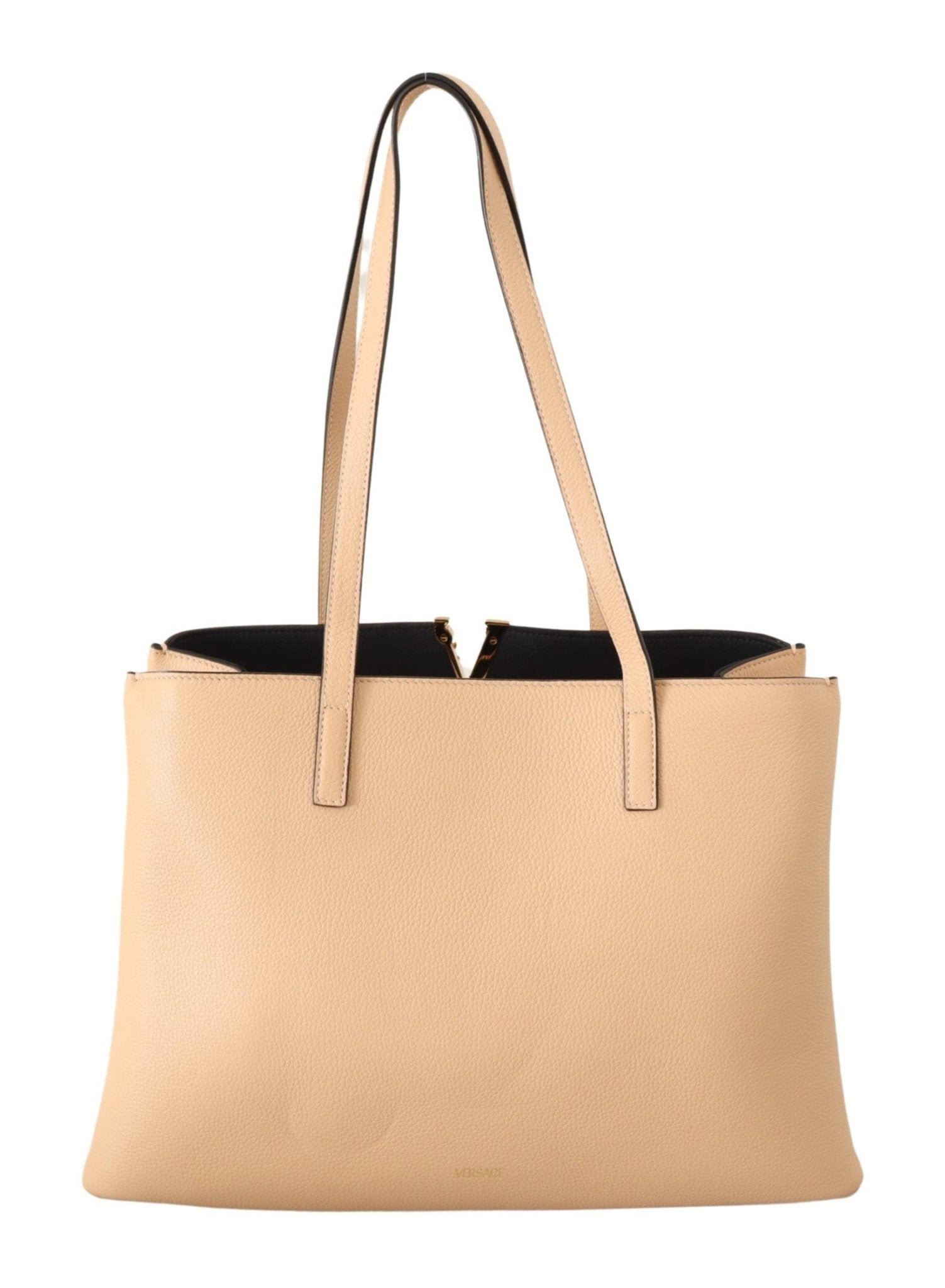 Versace Nude Calf Leather Tote Shoulder & Handbag - Fizigo